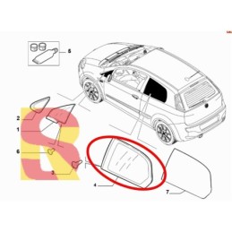 51885630 VETRO FISSO POSTERIORE SINISTRO FIAT PUNTO / EVO 3 PORTE ORIGINALE