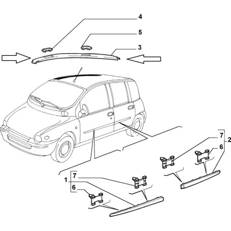 MODANATURA SINISTRA TETTO FIAT MULTIPLA 735253885