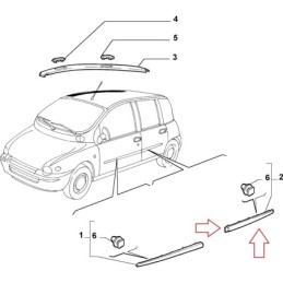 MODANATURA SPORTELLO POSTERIORE SINISTRO FIAT MULTIPLA ORIGINALE 735390658