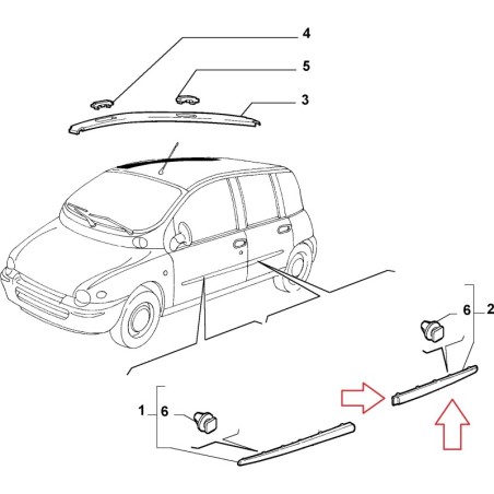 MODANATURA SPORTELLO POSTERIORE SINISTRO FIAT MULTIPLA ORIGINALE 735390658