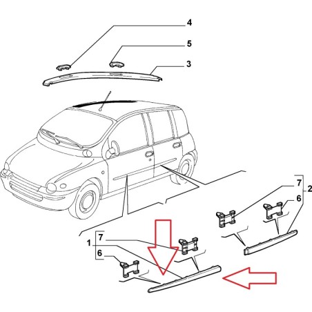 MODANATURA SPORTELLO ANTERIORE SINISTRO FIAT MULTIPLA ORIGINALE 735256565