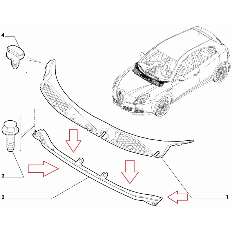 GRIGLIA ARIA ANTERIORE SOTTOPARABREZZA ALFA ROMEO GIULIETTA 50513405