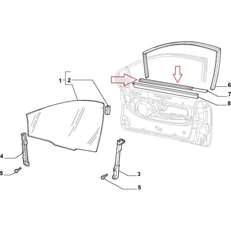 GUARNIZIONE PORTA LATERALE ANTERIORE DESTRO ESTERNO FIAT MULTIPLA ORIGINALE 51758059