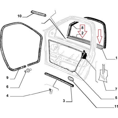 RASCHIAVETRO ESTERNO SPORTELLO ANTERIORE DESTRO FIAT PALIO 46409490