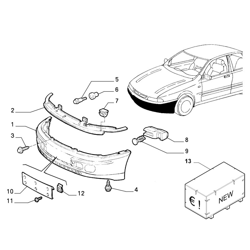 PARAURTI ANTERIORE CON PRIMER FIAT MAREA 1999-2002 VERSIONE POLIZIA / POLSTRADA 719441808