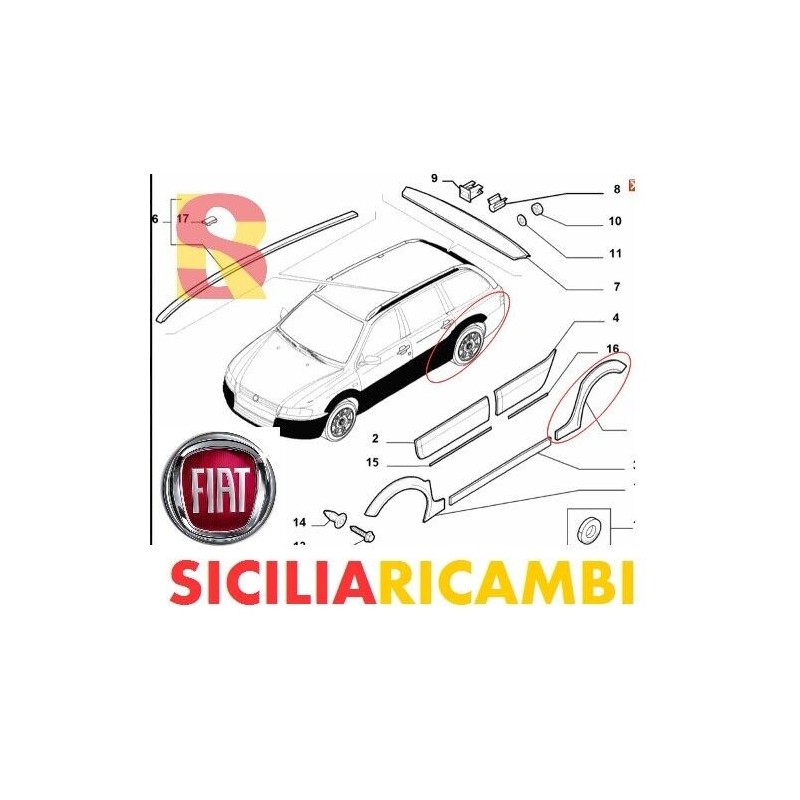 MODANATURA PARAFANGO POSTERIORE SINISTRO FIAT STILO 2003-07 GENUINE 735405351